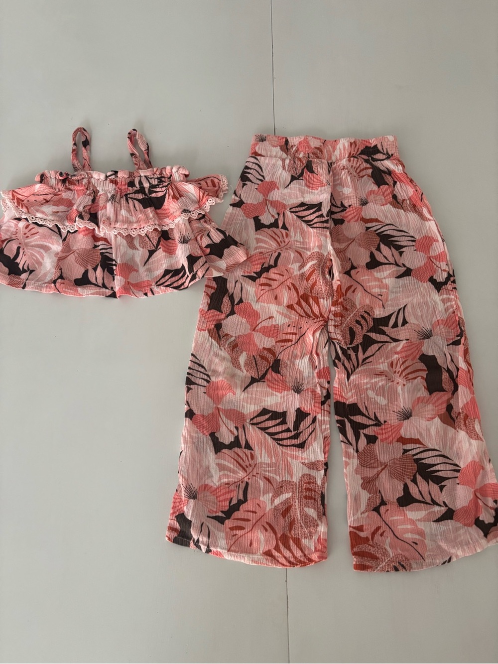 Volcom Pink Floral Wide-Leg Pants Set